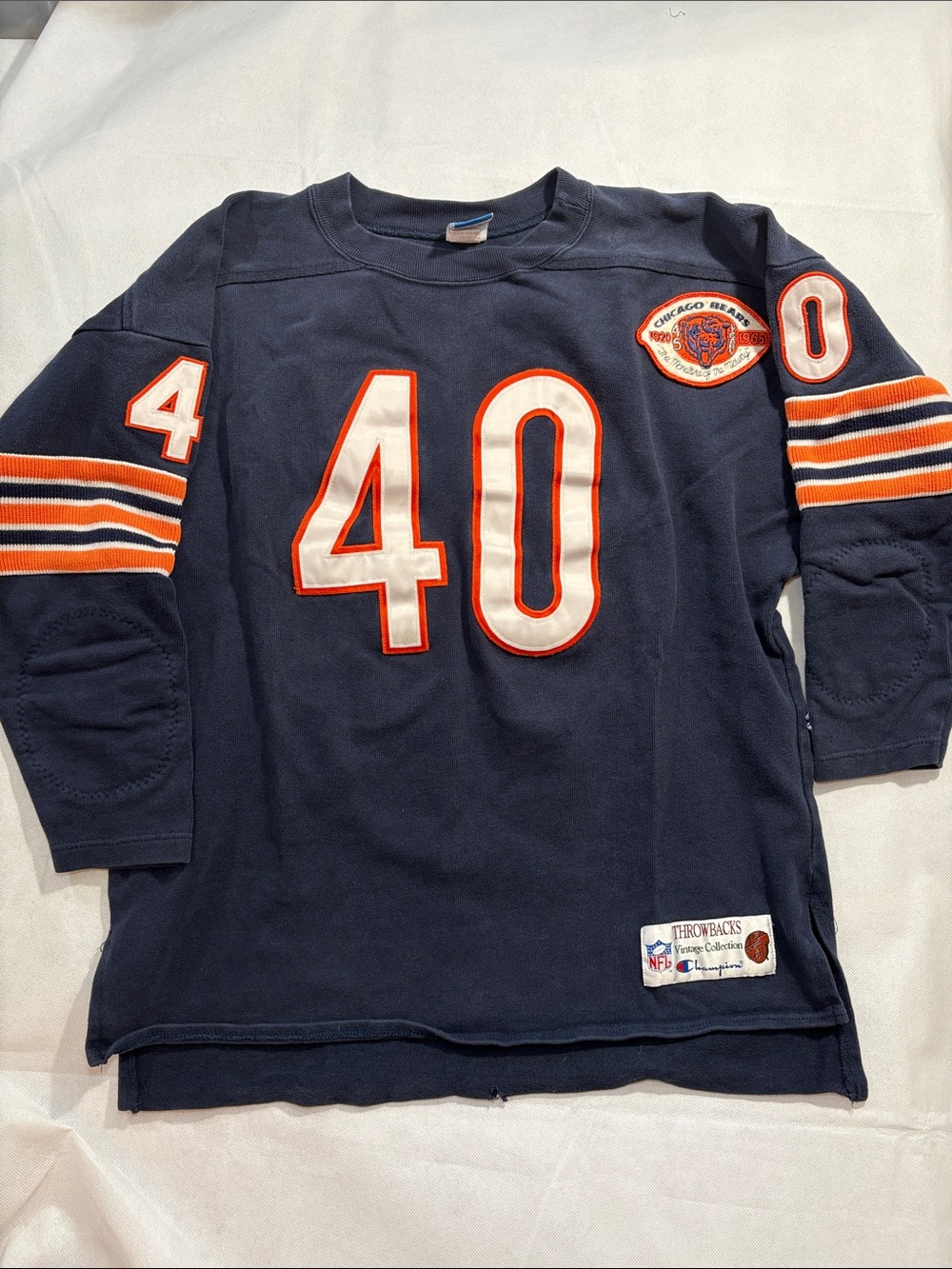 Vintage Chicago Bears #40 Throwbacks Jersey Shirt Made USA XL NFL Long Sleeve - Picture 7 of 16